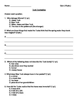 test tuck everlasting answer guide
